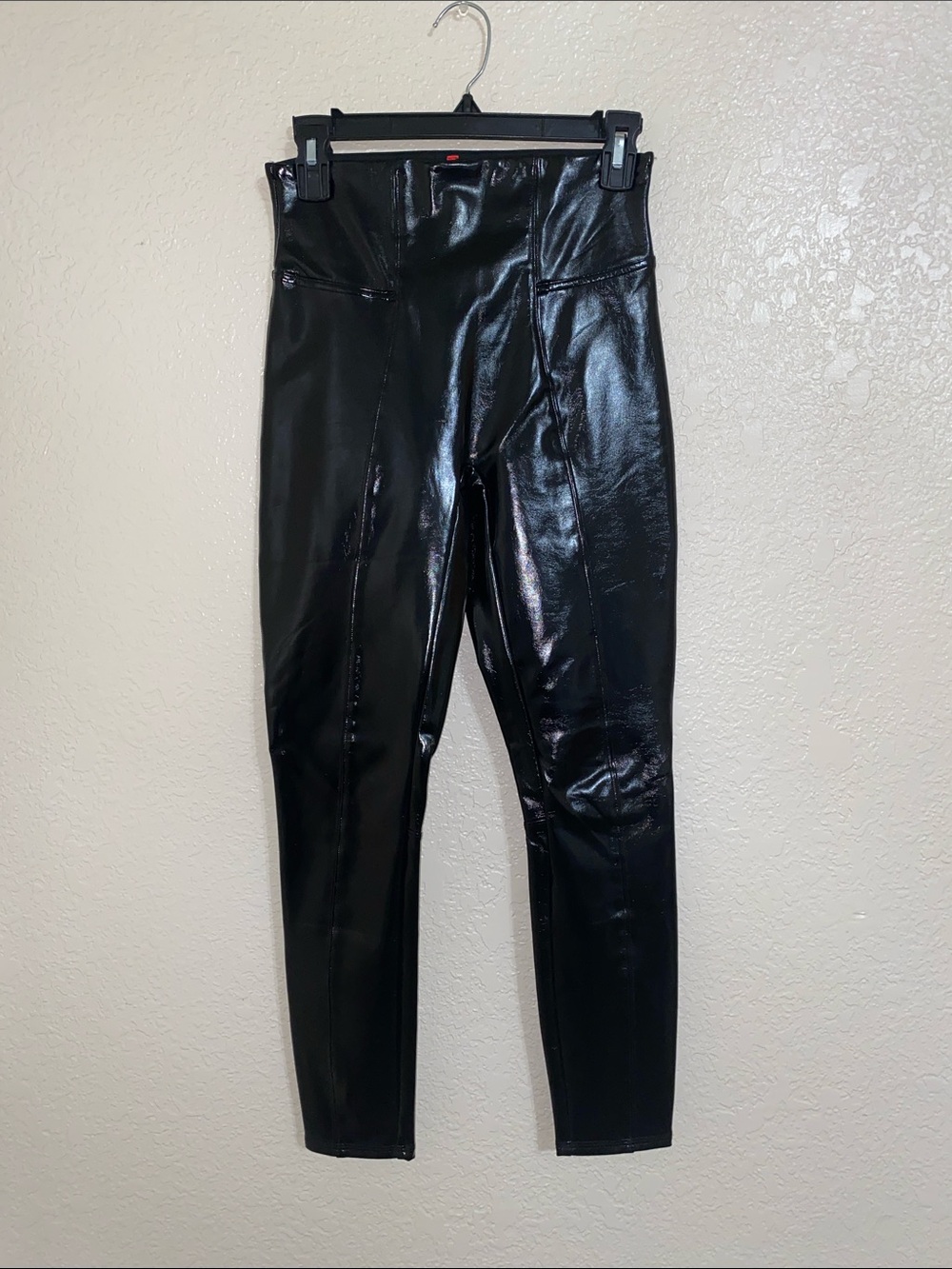 SPANX Black High-Shine Faux Leather Leggings